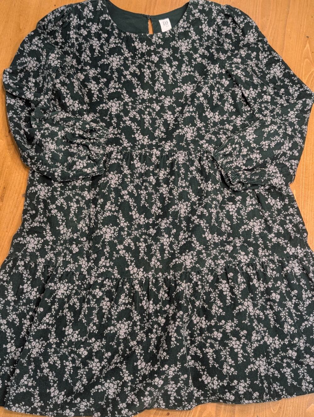 Gap Kids Long Sleeve Dress, Lined, NWOT, Forest green with Floral, Girls XL 12